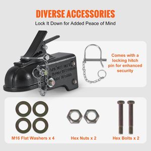 Kit di accoppiamento per rimorchio con attacco a sfera regolabile da 2-5/16 pollici, resistente, capacità 15000 libbre, con attacco a canale in ghisa - Product Image 5