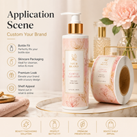 Étiquettes cosmétiques personnalisées en feuille d'or florale, autocollants imperméables avec logo personnalisé pour flacons pompe de nettoyant visage et lotion
