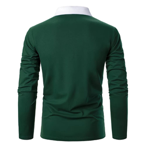 Camiseta de Manga Larga para Hombre, Tejida en Algodón, Casual, para Golf, Corte Ajustado, con Logotipo Personalizado, Servicio OEM - Product Image 3