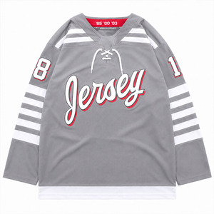 Jersey de Hockey sobre Hielo Gris Personalizado Ekin Impex, Uniforme Deportivo de Manga Larga, Ropa de Hockey OEM - Product Image 1