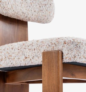Modern Solid Wood <b>Dining</b> <b>Chair</b> Upholstered Fabric Seat and Cushioned Back Midcentury Design for Home <b>Dining</b> Use - Product Image 5