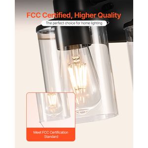 Lampadario moderno cromato a 3 luci per bagno con paralumi in vetro trasparente - Product Image 5
