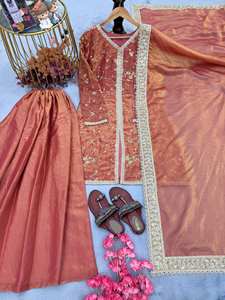 Conjunto de Salwar Kameez de Diseño Premium para Mujer, para Bodas y Fiestas, con Bordado y Adornos de Moti - Product Image 4