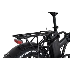 Bicicleta Eléctrica Plegable de 20 Pulgadas con Llantas Gruesas, Velocidad Máxima de 25 km/h, Motor de Cubo Trasero sin Escobillas, Cuadro de Aleación de Aluminio, Batería de Litio - Product Image 6