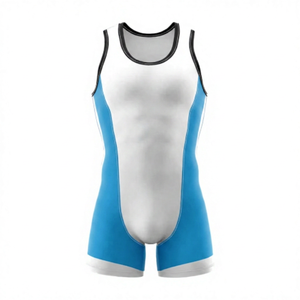 Singlet de Lucha Libre para Hombre, Blanco y Turquesa, Sin Mangas, Ajustado, Transpirable, que Absorbe la Humedad, para Todas las Temporadas, Spandex y Poliéster - Product Image 3
