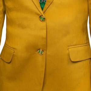 Blazer Dorado AKA Golden Soror para Mujer, Chaqueta de Manga Larga Entallada, Elegante Abrigo Formal de Negocios, Solapa Clásica, Moda de Oficina - Product Image 4