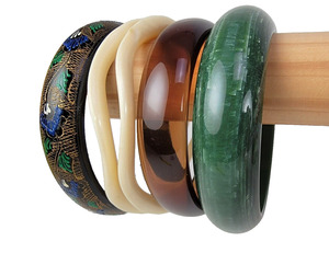 Pulseras de Acrílico Vintage, Diseño Verde y Rosa, Joyería de Resina Acanalada, Pulseras Unisex de Moda, Accesorios Elegantes - Product Image 6