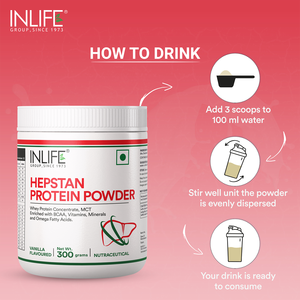 INLIFE Heptan <b>Vanilla</b> Whey <b>Protein</b> Powder 300 g Flavoured <b>Protein</b> Beverage Mix Powder for Adults Daily Use Bottle - Product Image 3
