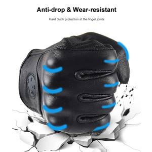 Gants de moto d'hiver rétro unisexes, pour écran tactile, en cuir véritable, respirants, coupe-vent, pour course de moto - Product Image 6
