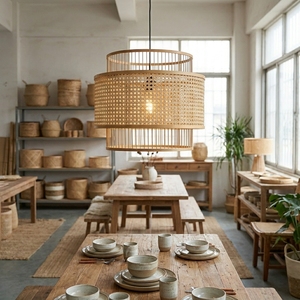 Natural Bamboo Lampshade Handmade Woven Pendant <b>Light</b> Shade for Boho Ceiling Lighting Home Decor Vietnam Manufacturer - Product Image 2