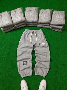 New Design Relaxed Fit <b>Oversized</b> Cuffed Sweatpants Men Haidergrey Color Embroidery Heavyweight Baggy Sweatpants Raw Hem <b>Joggers</b> - Product Image 2