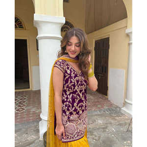 Top fantaisie-Patiala et Dupatta pour femme Ensemble de costume de travail à broderie lourde - Product Image 3