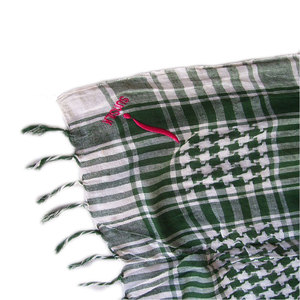 Tactical Shemagh Head <b>Scarf</b> in Houndstooth Print <b>Square</b> Keffiyeh Cotton Embroidered Logo for Summer Outdoor Desert Breathable - Product Image 2