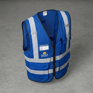 Custom Safety Waistcoats Work Royal Blue High Visibility Hi Vis Mesh <b>Flame</b> Retardant Reflective Hi Vis Vest - Product Image 6