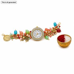 Reloj de Pulsera con Cuentas Coloridas para Mujer, Joyería Hecha a Mano, Reloj de Moda, Regalo de Raksha Bandhan, Accesorio Elegante para Damas - Product Image 1
