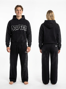 Ensemble 2 pièces tendance en feutre Pro : sweat à capuche et pantalon de survêtement en coton et polyester brodé, streetwear décontracté, ensembles en coton doux - Product Image 3