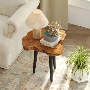 Table d'appoint en teck massif, design irrégulier, couleur marron - Product Image 5