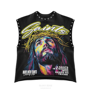 Camiseta sin mangas Glory Zone con estampado gráfico personalizado, 100% algodón de alto gramaje, estilo oversize y corte holgado, para hombre. - Product Image 6