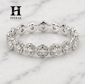 Anillo de Diamantes Cultivados en Laboratorio con Diseño de Flor Eterna, Oro Blanco de 14K, Estilo Botánico de Rosa, para Boda - Product Image 3