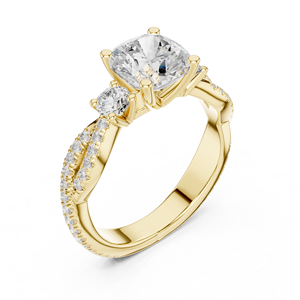 Bague de fiançailles en or jaune avec diamant de laboratoire taille cœur et sangle fendue pour femme, bague de promesse de mariage - Product Image 4