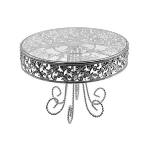 Support à gâteau en métal plaqué argent avec base de support épaisse pour l'arrangement de cupcakes de fête et la décoration d'événements - Product Image 1