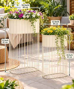 Juego de Macetas Metálicas de Lujo con Soportes Altos de Alambre, Elegantes Macetas Modernas para Interiores, Exteriores, Jardín, Patio, Balcón y Hogar - Product Image 2