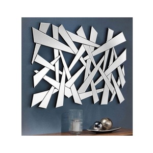 Miroir mural géométrique abstrait moderne, art mural de luxe, miroir en verre biseauté encadré, panneau mural suspendu, décoration murale pour salon, art mural pour la maison - Product Image 1
