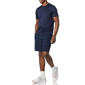 Factory Custom Logo 100% Cotton Eco-Friendly Quick Dry Breathable Short Sleeve Spring Men's Navy Blue Sport Plus Size T-Shirts - Product Image 3