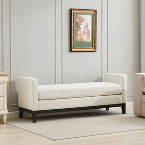 Elegante sofá cama con patas de madera de 66.34 pulgadas, otomana tapizada y 2 almohadas decorativas para dormitorio o sala de estar - Product Image 3