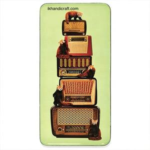 Plateau rectangulaire suspendu en métal émaillé à motif d'oiseau à carreaux, résistant à la chaleur, multifonctionnel, décoratif, de la collection Diva - Product Image 6