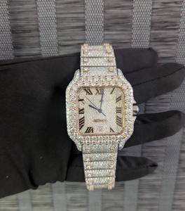 Montre-bracelet pour homme en moissanite VVS de haute qualité, bracelet en acier inoxydable, mouvement à quartz, style hip-hop glacé, vente chaude - Product Image 1