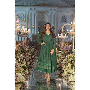 Conjunto de Traje Bordado en Georgette Verde para Mujer NIGHT STAR SENARA de Aayna Clothing, Talla XS [34] TD-120 - Product Image 4