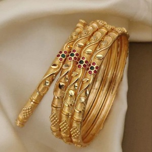 Premium Designer Gold Plated Stone Studded <b>Bangle</b> Bracelet Hexagon Pattern Metal Craft Jewelry for Women Party Wedding Wear - Product Image 6