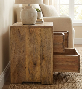 Mesa de Noche Moderna de Madera Maciza con Tres Cajones, Fácil de Limpiar, para Sala de Estar, Hotel, Dormitorio, Comedor - Product Image 3