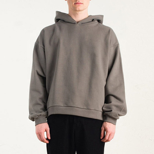 Sweat à capuche personnalisé coupe classique, teint en pièce, avec logo frontal, service OEM, coton épais 450 g/m², sans cordon, vierge, pour homme, hiver - Product Image 1