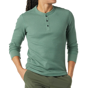 Fournisseur en gros, commande en gros, personnalisation de la marque disponible, t-shirt Henley pour homme, vente chaude, t-shirt Henley en tricot gaufré pour homme - Product Image 1