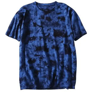 Fascinating Tie-dye <b>colour</b> sublimation cotton t-<b>shirt</b> Men's blue white casual knit Patterned breathable short sleeve - Product Image 1