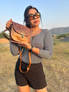 Bolso de mano de cuero auténtico de grano completo hecho a mano para mujer, bolso de hombro cruzado de uso de oficina de cuero Vintage auténtico - Product Image 5