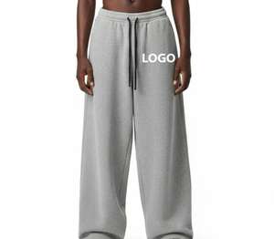 Pantalones de chándal anchos al por mayor, estilo hip hop, acampanados, de algodón French Terry para hombre, de pierna recta, holgados - Product Image 4