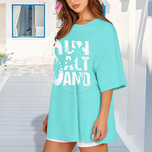 เสื้อยืดโอเวอร์ไซส์ผู้หญิงทรงหลวม ผ้าฝ้าย แขนสั้น สไตล์ลำลอง สำหรับใส่ในฤดูร้อนและเสื้อผ้าแนวสตรีท - Product Image 2