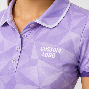Custom Lavender Geometric Polygon Print <b>Womens</b> <b>Polo</b> <b>Shirt</b> Quick Dry Breathable Short Sleeve Golf Tennis Uniform WPS-0706 - Product Image 5