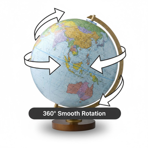 Globo terráqueo grande de metal para escritorio |   Mapa Político Detallado |   Base de Soporte Negra |   Globo Terráqueo Educativo para Estudiantes y Oficina - Product Image 3
