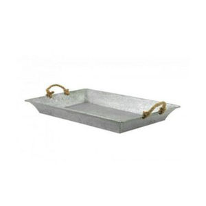Bandeja Rectangular de Metal Galvanizado Estilo Rústico con Asas de Madera para Decoración del Hogar y Uso en la Cocina, Buen Precio, Venta al Por Mayor - Product Image 4