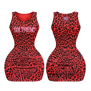 Vestido de punto transpirable SIX TREND con estampado de leopardo, sin mangas, sin espalda, ajustado, hasta la rodilla, elástico en cuatro direcciones, sexy, para mujer, para discoteca - Product Image 1