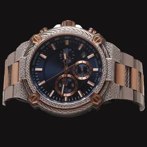 Top High Quality <b>Black</b> Dial With Round Case Moissanite Diamond Beautiful Two Tone Multifunctional Features <b>Man's</b> Wristwatch - Product Image 2