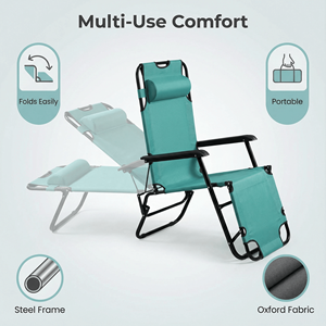 Sedia Reclinabile Portatile 2-in-1, Comoda Sedia Pieghevole da Esterno con Design Allungato - Product Image 5