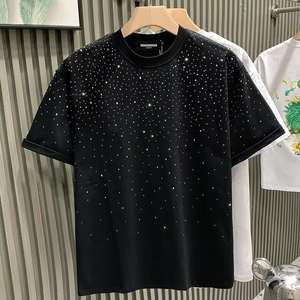 เสื้อยืดทรงบ็อกซี่แขนสั้น พิมพ์ลายเพชรระยิบระยับ ประดับคริสตัลเพชร - Product Image 6