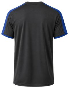 T-shirt de sport pour homme personnalisé par le fabricant, noir et bleu royal, séchage rapide, respirant, polyester, pour la gym, le fitness, la course à pied et les activités athlétiques - Product Image 2