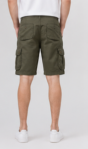 Mens Cargo Shorts <b>Canvas</b> Fabric Mid Waist Button Fly Closure Solid <b>Colour</b> - Product Image 4