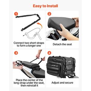 40-60L espandibile borsa da sedile posteriore impermeabile spallacci pieghevoli sport all'aria aperta moto deposito bagagli nero moto moto - Product Image 4